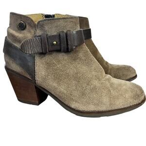 Bussola Reikia Vik Womens Suede Leather Ankle Boots Booties Chunky Heel 37 6.5